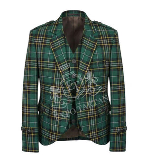 Argyll Acrylic Wool Kilt Jacket in Dark Irish Tartan