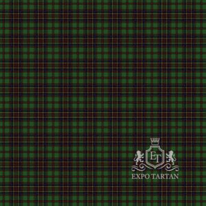 Men's Bicentenary Swatch showing a deep forest green and navy sett, intersected by thick dark red bands and fine golden-yellow lines.