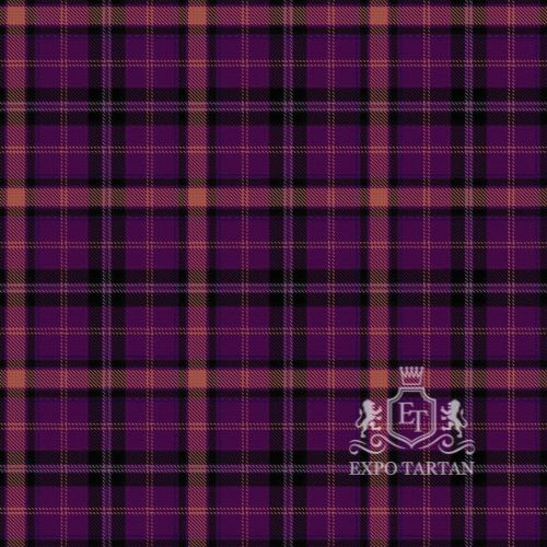 Men's Black Rose Swatch showing a deep purple sett, intersected by thick black bands and fine vibrant pink lines