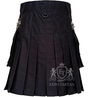 Black Gothic Utility Fashion Kilt