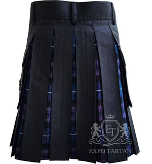 Black Hybrid Utility Kilt Pride of Scotland Tartan with Cargo Pockets