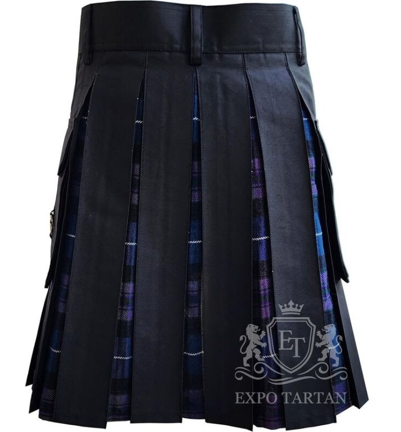 Black Hybrid Utility Kilt Pride of Scotland Tartan with Cargo Pockets