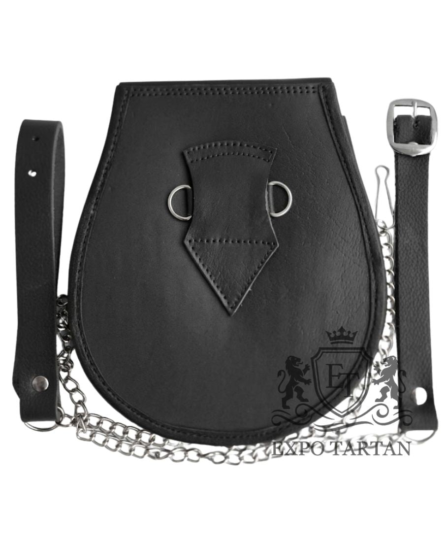 Black Leather Kilt Sporran