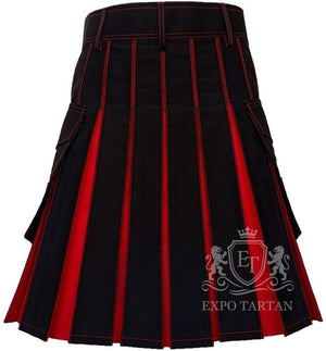 Black & Red Hybrid Utility Kilt Gothic Scottish Fashion