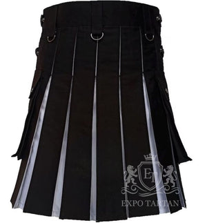 Black & White Hybrid Utility Gothic Steampunk Fashion Kilt