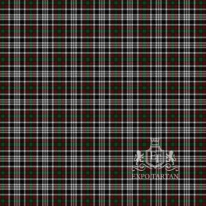 Men's Borthwick Dress Swatch showing a deep green and red sett, intricately woven with a dense grid of black and white lines