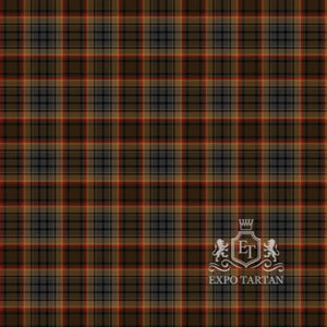 Men's Bracken (WCWM) Swatch showing an earthy brown and green sett, intricately intersected by charcoal bands with fine red and gold lines.