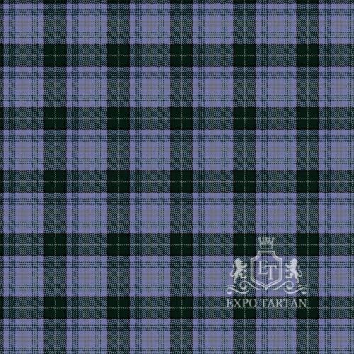Men's Breifne Swatch showing soft heathered purple and forest green sett, intricately intersected by black bands with fine yellow lines