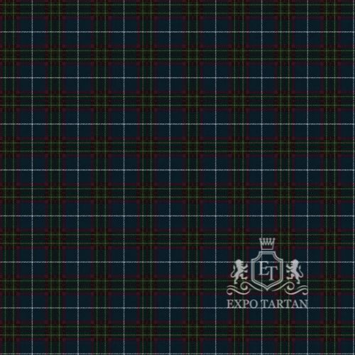 Men's Bressuire Swatch showing a deep midnight blue and forest green sett, intricately intersected by dark red bands and crisp white lines