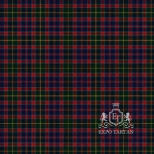 Men's British Airways Swatch showing a dense navy, green, and red sett, intricately intersected by fine golden yellow lines