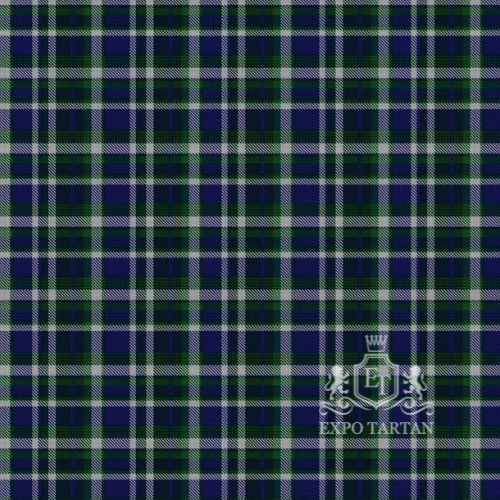 Men's British Columbia (CIDD 28107) Swatch showing a deep navy blue and green sett, intricately intersected by crisp light grey double lines