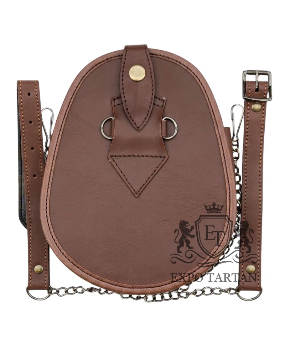 Brown Leather Kilt Sporran With Antique Finish