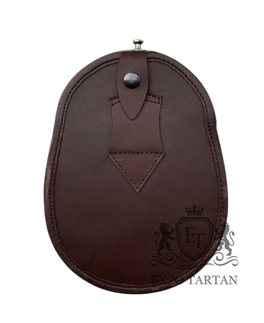 Brown Leather Sporran Antique Celtic Cantle