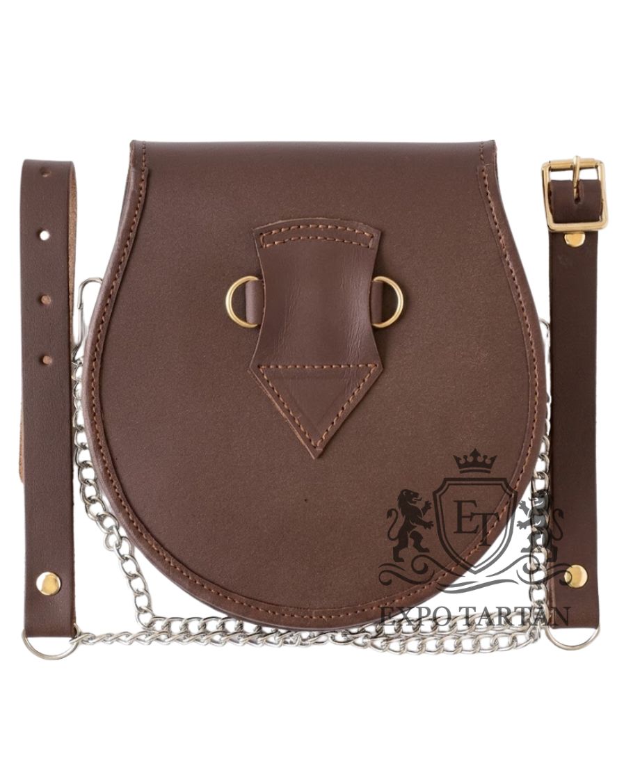 Brown Leather Stag Head Badge Kilt Sporran