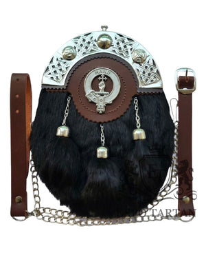Brown Leather With Black Rabbit Fur Sporran