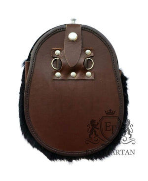 Brown Leather With Black Rabbit Fur Sporran