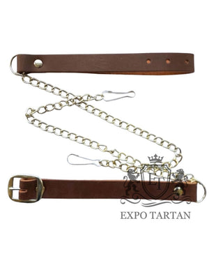 Brown Leather With Tan Color Rabbit Fur Sporran
