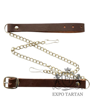 Brown Leather With White Rabbit Fur Sporran
