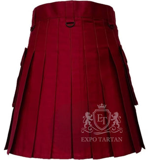 Maroon Utility Kilt Detachable Pockets