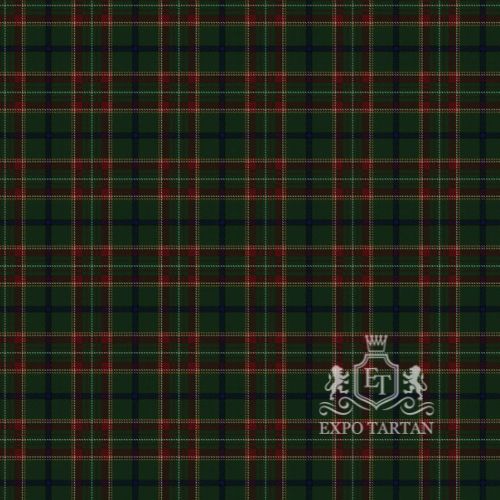 Men's Canadian Caledonian Hunting Swatch showing a deep forest green sett, intricately intersected by navy blue bands and fine red and yellow lines
