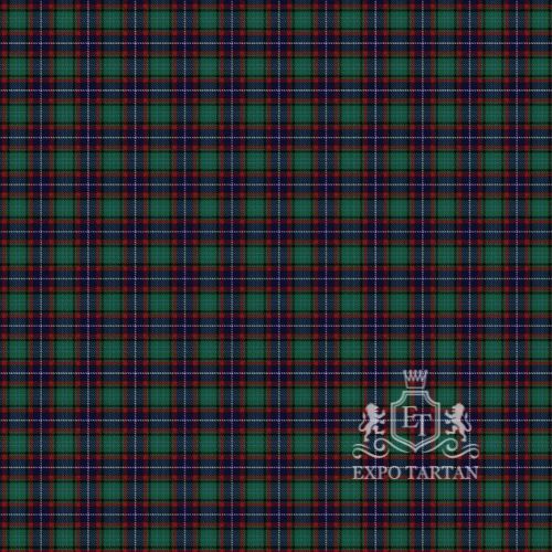 Men's Cherokee Swatch showing a green and navy sett, intricately intersected by burgundy bands and fine white overchecks