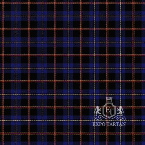 Men's City of Rome Pipe Band Swatch showing a dark navy and black sett, intricately intersected by bright yellow and maroon overchecks