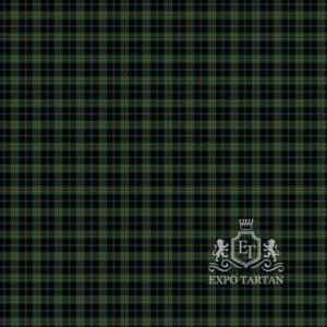 Men's Coalfields Regeneration Trust Swatch showing a solid black and dark green sett, intricately intersected by fine red and yellow overchecks