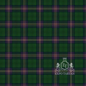 Men's Coigach Swatch showing a green and purple sett, intricately intersected by fine pink and yellow overcheck