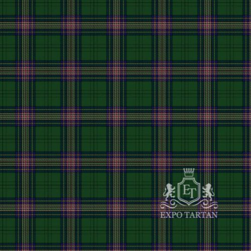 Men's Coigach Swatch showing a green and purple sett, intricately intersected by fine pink and yellow overcheck
