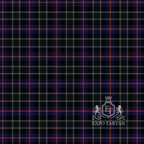 Men's Colorado Tartan Day Society Swatch showing a black and navy sett, intricately intersected by white, red, and yellow overchecks