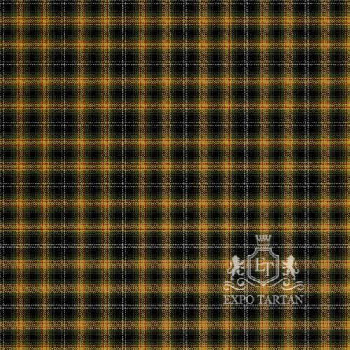 Men's Confessore Swatch showing a green and black sett, intricately intersected by bold golden-yellow bands and fine white overchecks