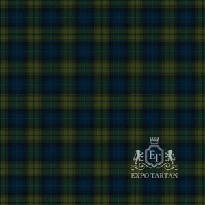Men's Cowal Highland Gathering Swatch showing a navy and olive green sett, intricately intersected by dark structural bands.