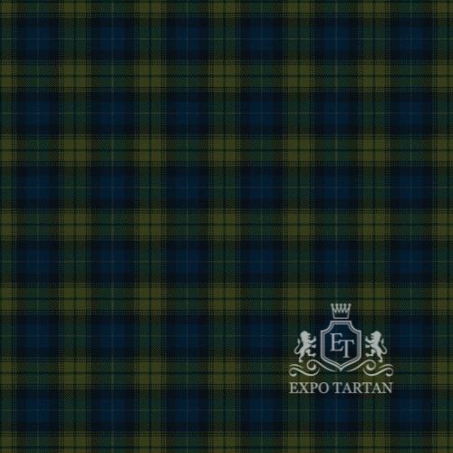 Men's Cowal Highland Gathering Swatch showing a navy and olive green sett, intricately intersected by dark structural bands.