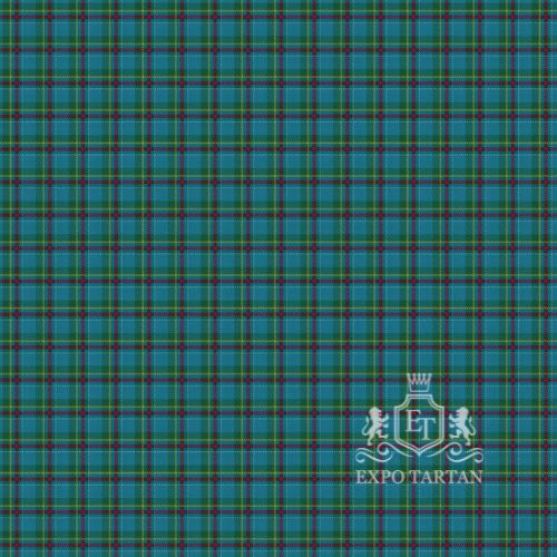 Men's Dalveen District Swatch showing a teal sett, intricately intersected by forest green bands and red and yellow overchecks." Option 3: Short and punchy