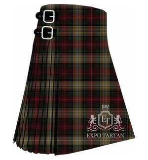 Men's Declaration of Arbroath 7th Centennial Anniversary Swatch showing a dark forest green and deep burgundy sett, intricately intersected by golden-brown and crisp white overcheck
