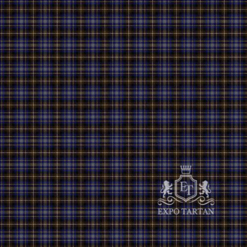 Men's Denholm Swatch showing a royal blue and slate grey sett, intricately intersected by golden-yellow and subtle white overcheck