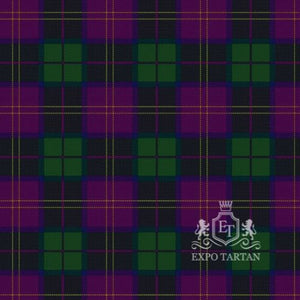Men's Discover Islay Swatch showing a deep green and purple sett, intricately intersected by navy blue and golden-yellow overcheck