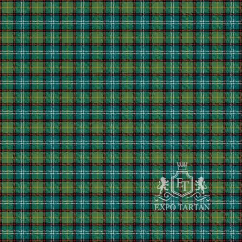 Men's Dunedin New Zealand Swatch showing a rich forest green and olive green sett, intricately intersected by crisp white, golden-yellow, and red overcheck