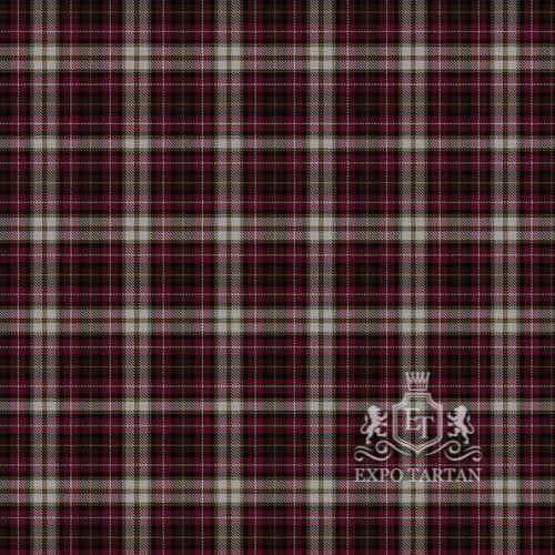 Men's Dunkeld Swatch showing a deep maroon red, black, and light grey sett, intricately intersected by olive-brown and crisp white overcheck
