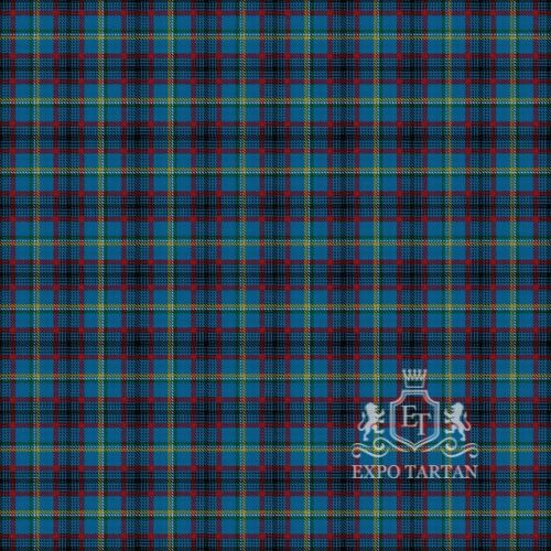 Men's EMS Memorial Swatch showing a vibrant royal blue and rich black sett, intricately intersected by crimson red, golden-yellow, and crisp white overcheck
