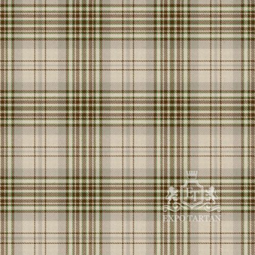 Men's Earl of Skye Swatch showing a light cream, stone grey, and earthy brown sett, intricately intersected by muted olive green overcheck