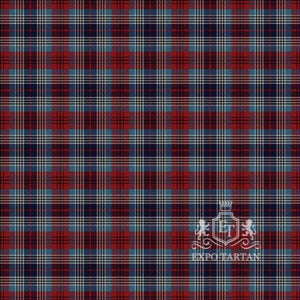 Men's Edinburgh Military Tattoo Swatch showing a vibrant crimson red, deep navy blue, and slate grey sett, intricately intersected by crisp white overcheck