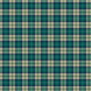 Men's Elsa Swatch showing a rich teal-green, warm stone-beige, and deep navy blue sett, intricately intersected by crisp white and forest green overcheck