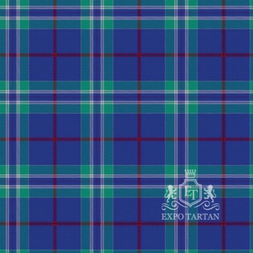 Men's Fergus Scottish Festival Swatch showing a vibrant royal blue, deep emerald green, and rich navy blue sett, intricately intersected by crimson red and crisp white overcheck