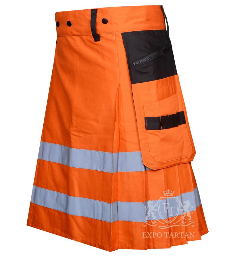 Handmade Orange Firefighter Utility Kilt — Tactical Cotton Kilt