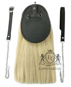 Long Horse Hair Dress Kilt Sporran Rampant Lion Cantle Silver Finish