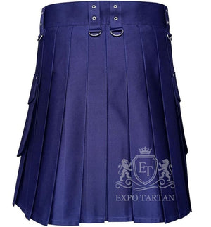 Men's Navy Blue Cotton Utility Kilt