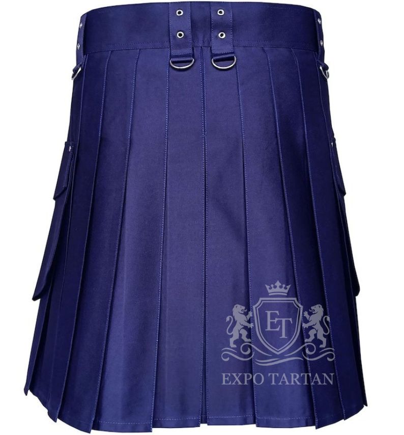 Men's Navy Blue Cotton Utility Kilt