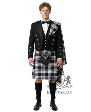 Prince Charlie Kilt Outfit with Macfarlane Black & White Tartan