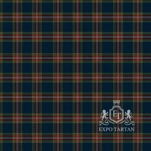 Men's Queanbeyan Tartan Kilt showing a deep navy blue sett with red, white, green, and gold intersecting lines